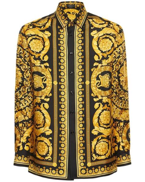 versace silk twill|Versace barocco silk shirt.